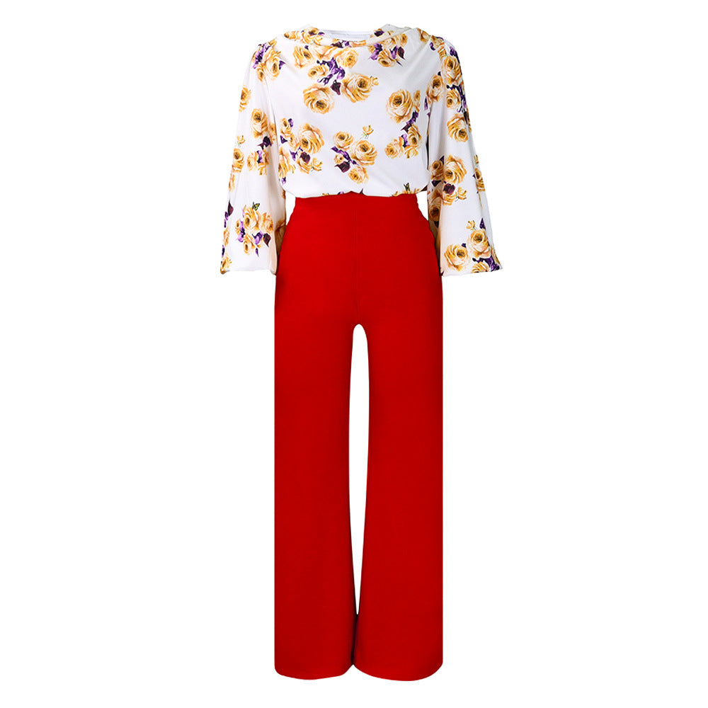 Printed Lace-Up Casual Set