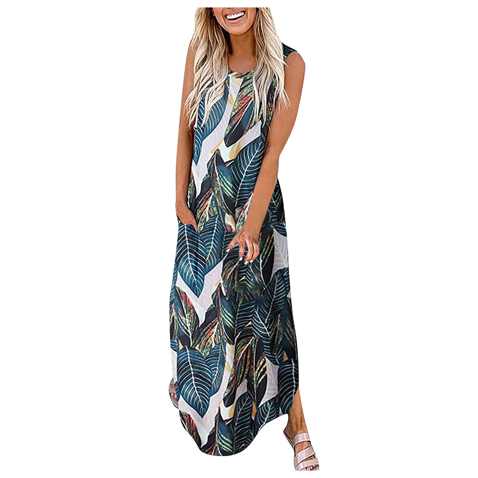 Boho Print Sleeveless Swing Dress