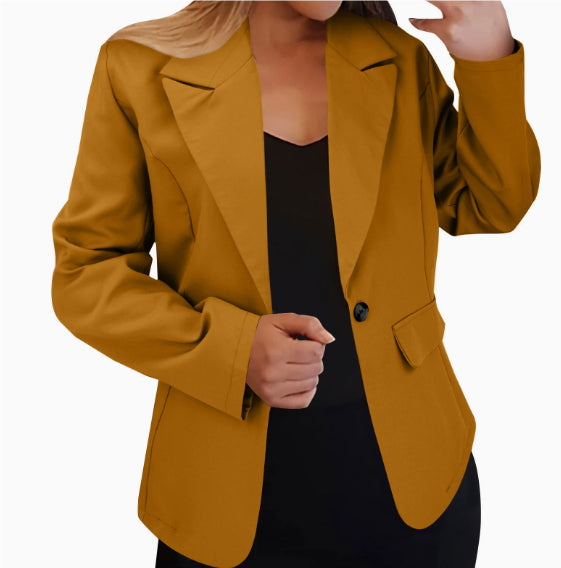Women's Casual Solid Color Buttons Commuter Cuff Pleated Blazer