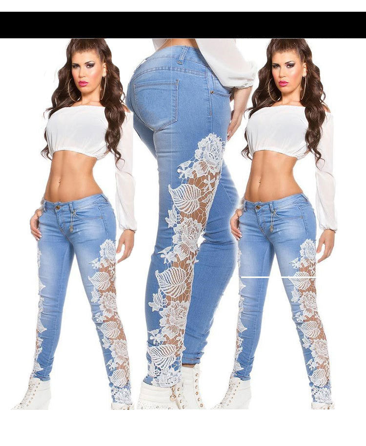 Hollow Lace Jeans