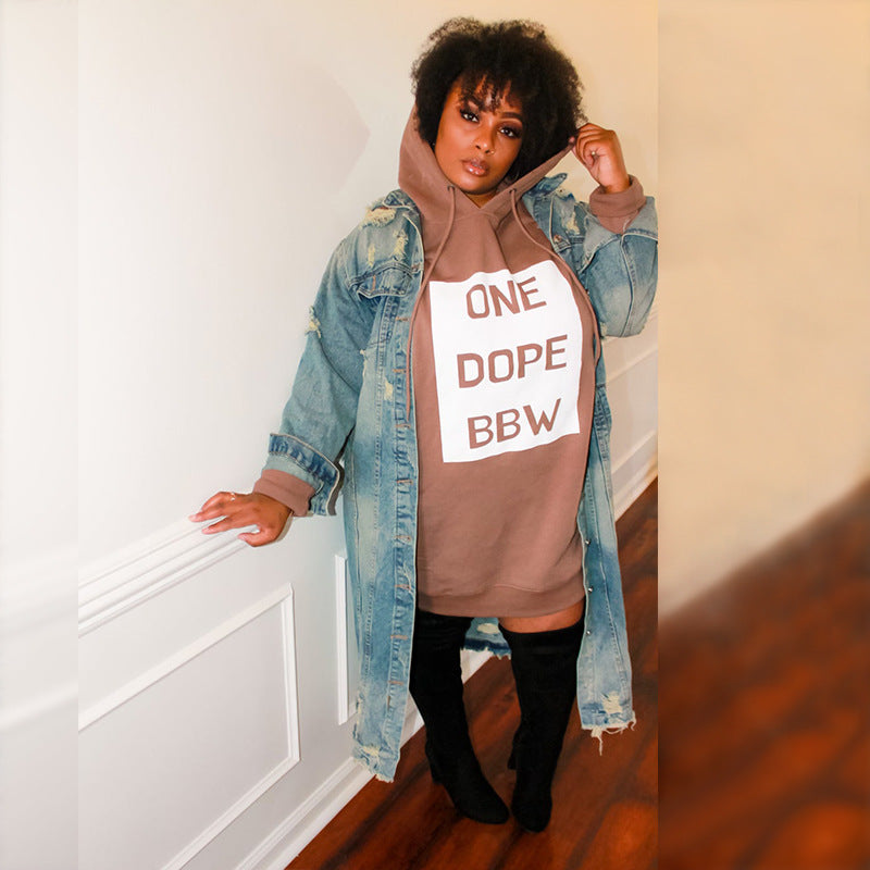 Plus Size jumper dress with a hood