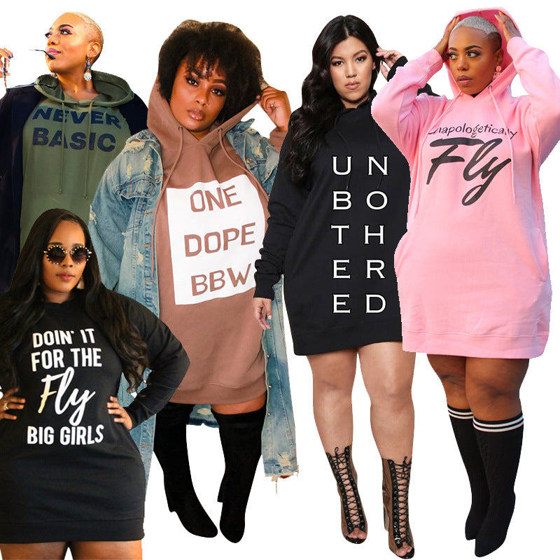 Plus Size jumper dress with a hood