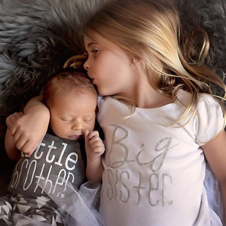 Sisters And Brothers Printed Kids Short Sleeve