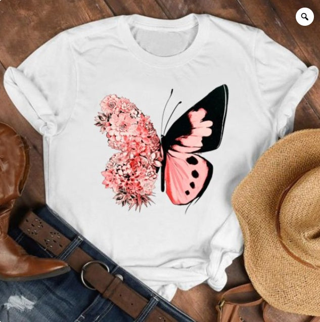 Loose Large Fashion Butterfly T Shirt