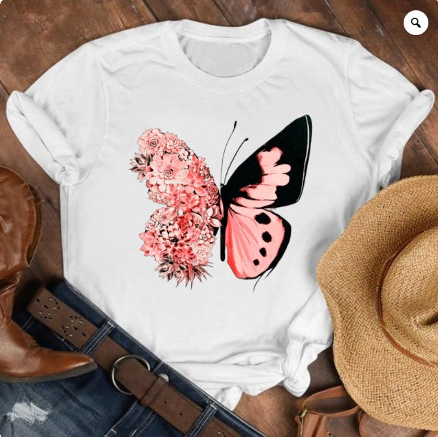 Loose Large Fashion Butterfly T Shirt