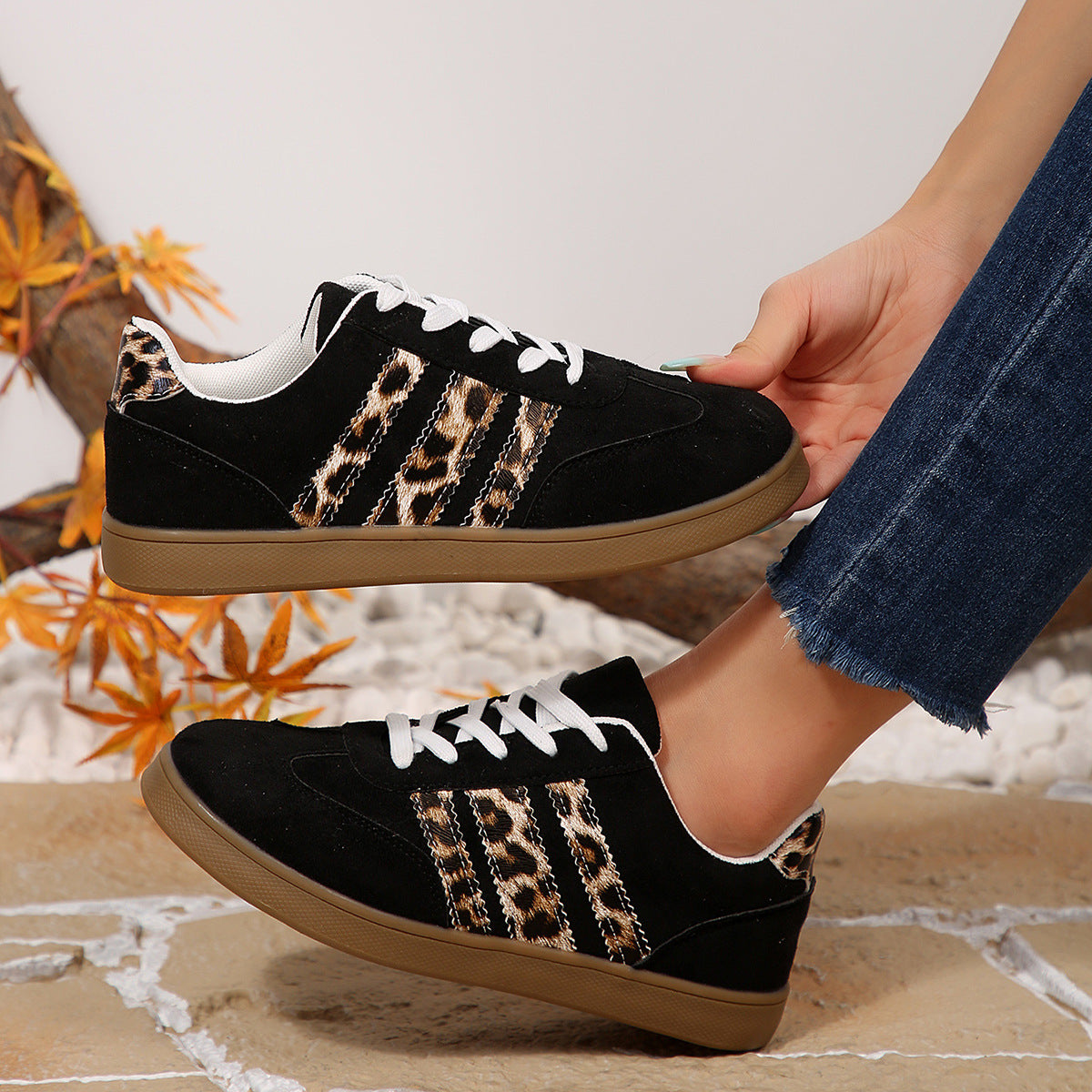 Vintage Leopard Print Versatile Women's Casual Shoes