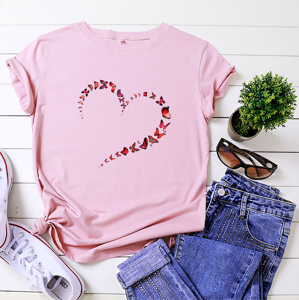 Butterfly heart print Short Sleeve