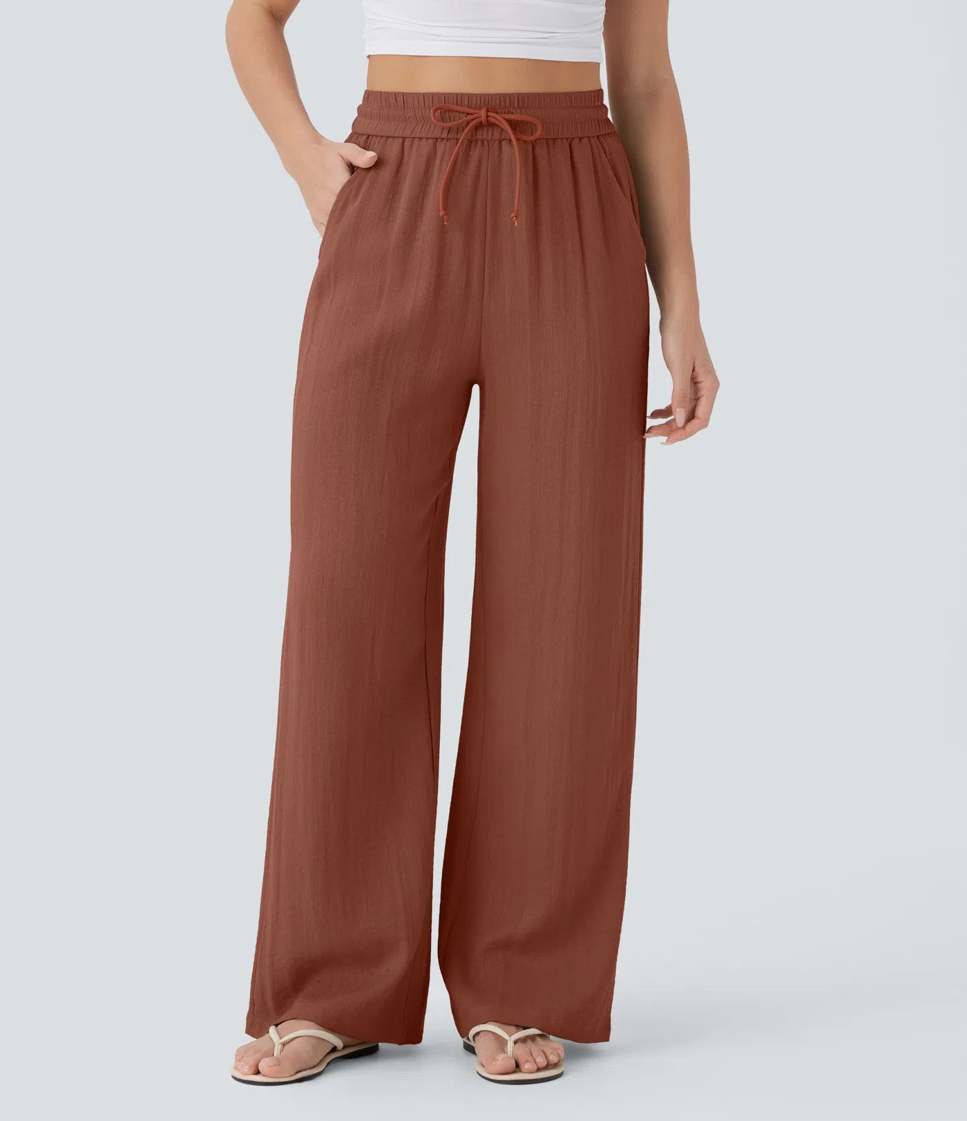 Wide Leg Loose Drawstring Trousers