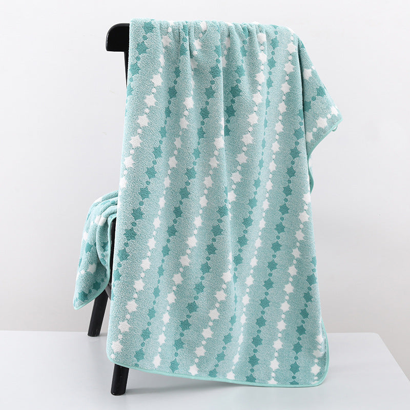 Wide Stripe Dark Stripe Coral Velvet Printing Towels Suit