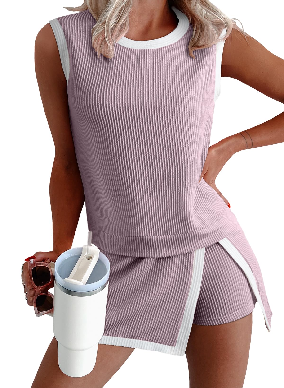 Ribbed shorts n top set