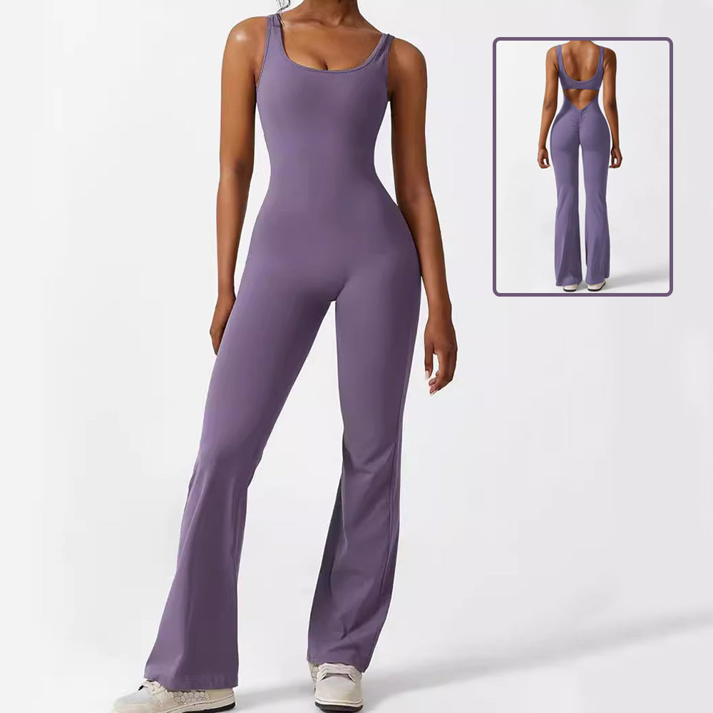 Flared Leg One-Piece Jumpsuit