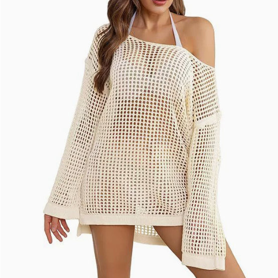 Mesh Hollow Out Knitwear Swimsuit Beach Sun Protection