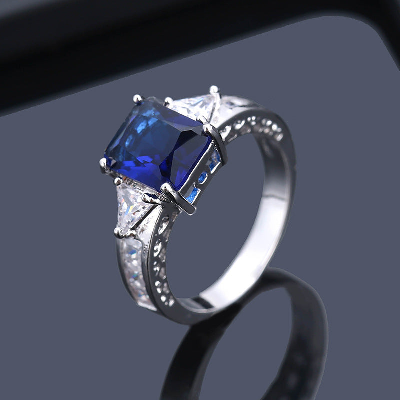 Elegant Square Zircon Copper Womens Ring