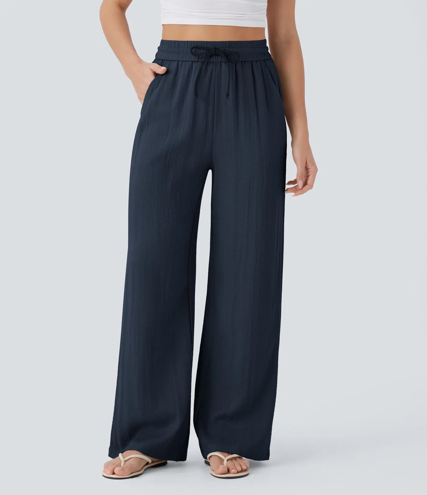 Wide Leg Loose Drawstring Trousers