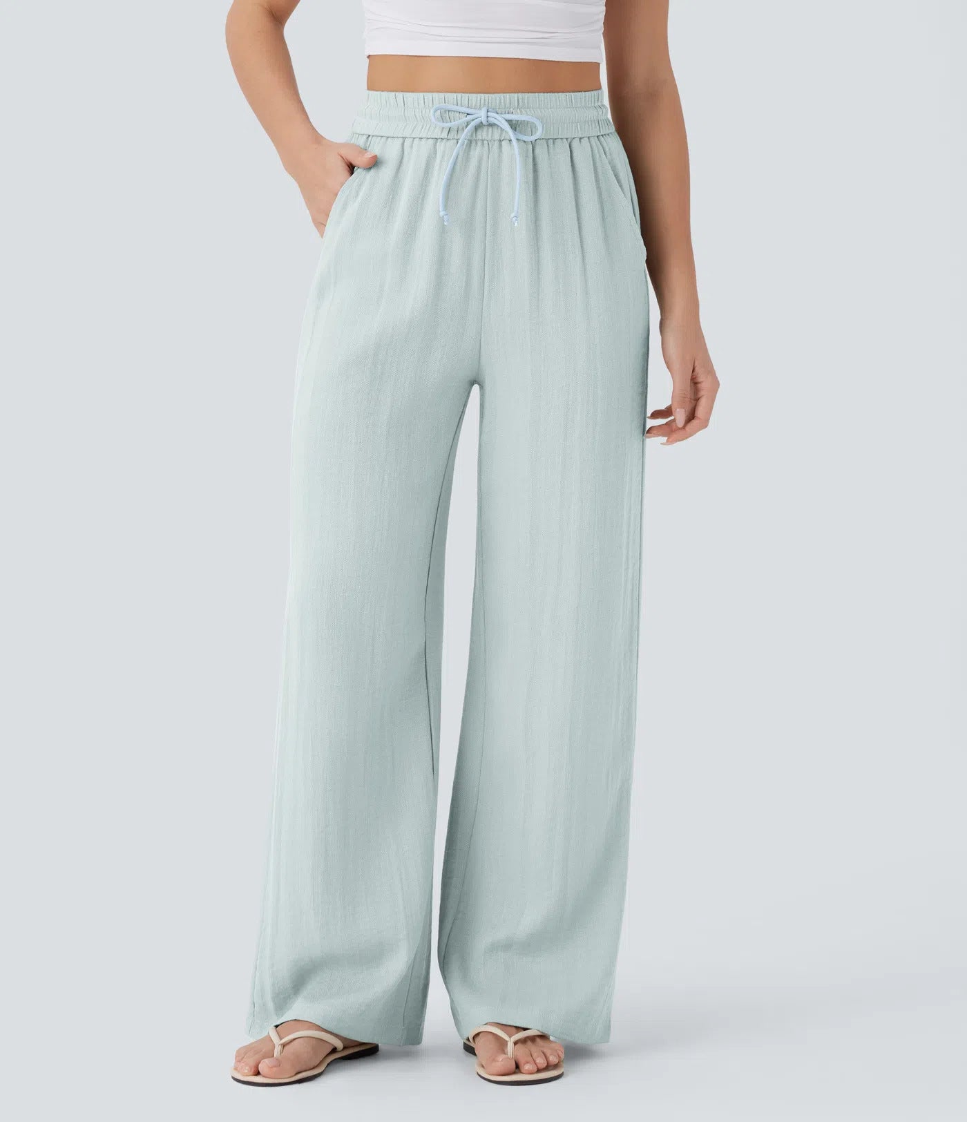 Wide Leg Loose Drawstring Trousers