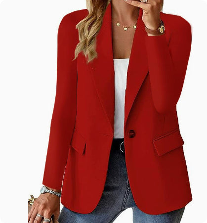 Women's Casual Solid Color Buttons Commuter Cuff Pleated Blazer