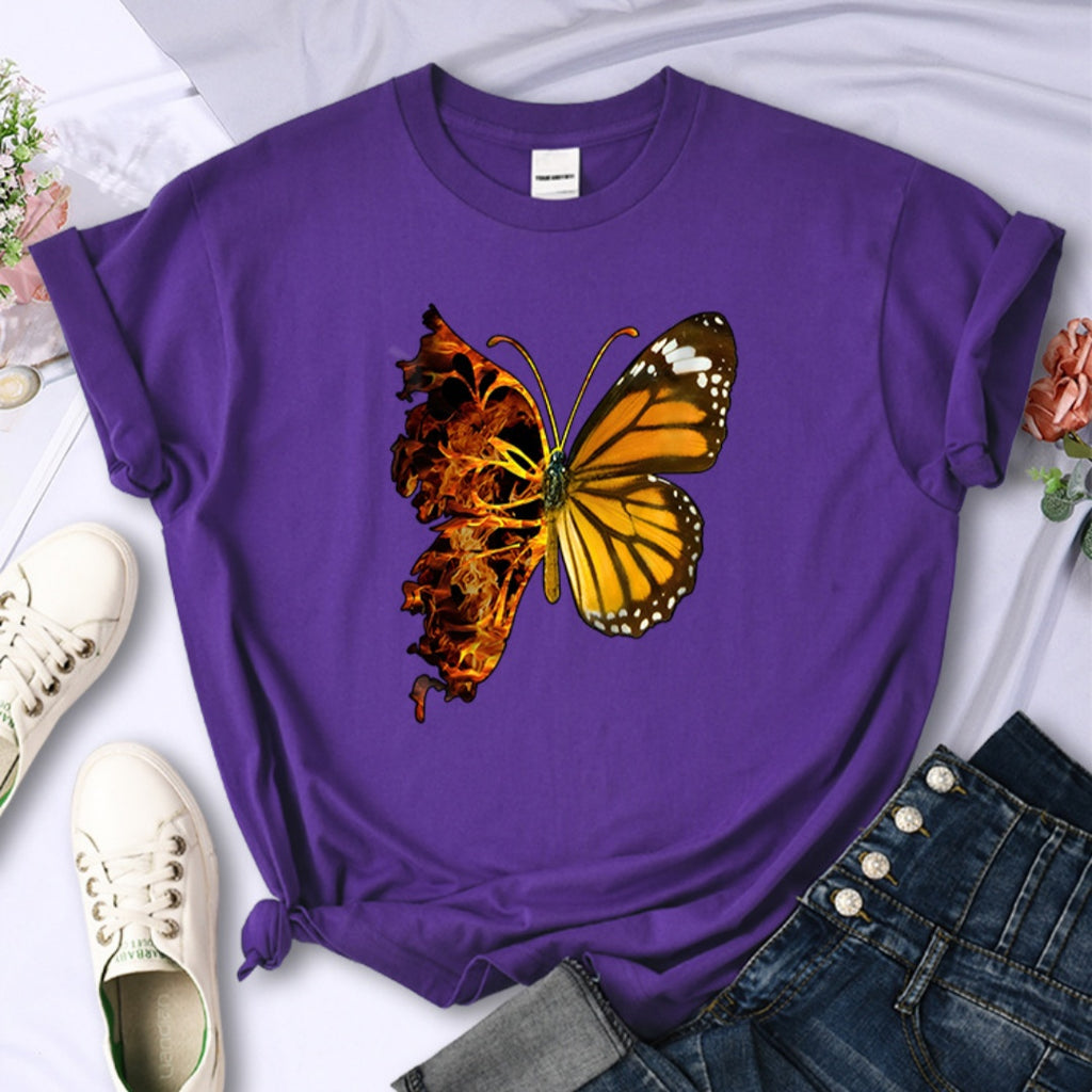 Butterfly Wings Pattern Fashion Short Sleeve Women