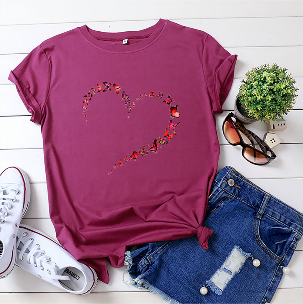 Butterfly heart print Short Sleeve