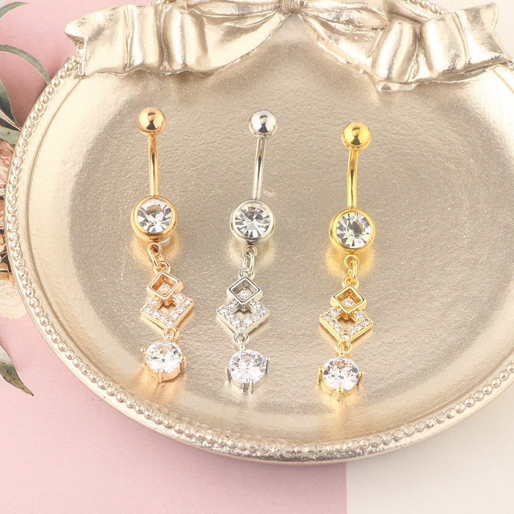 Popular Stainless Steel Belly Button Ring Exquisitely Inlaid With Zircon Belly