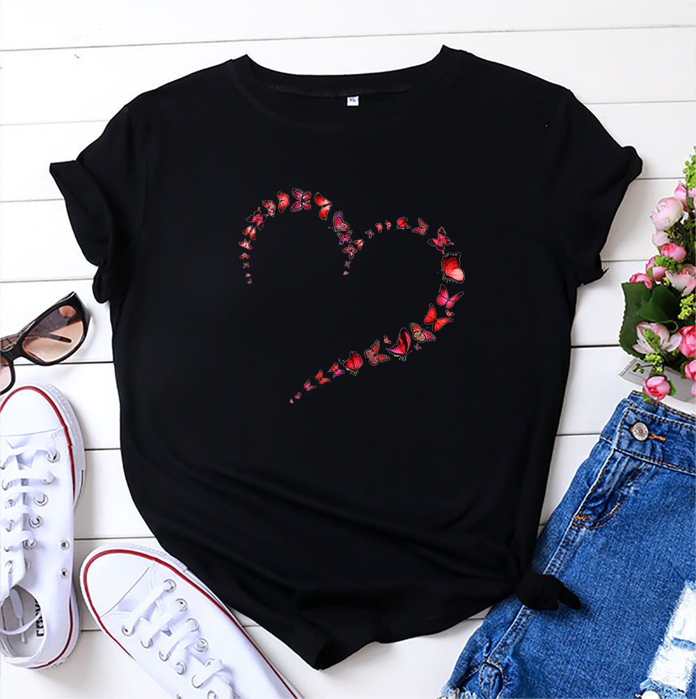 Butterfly heart print Short Sleeve