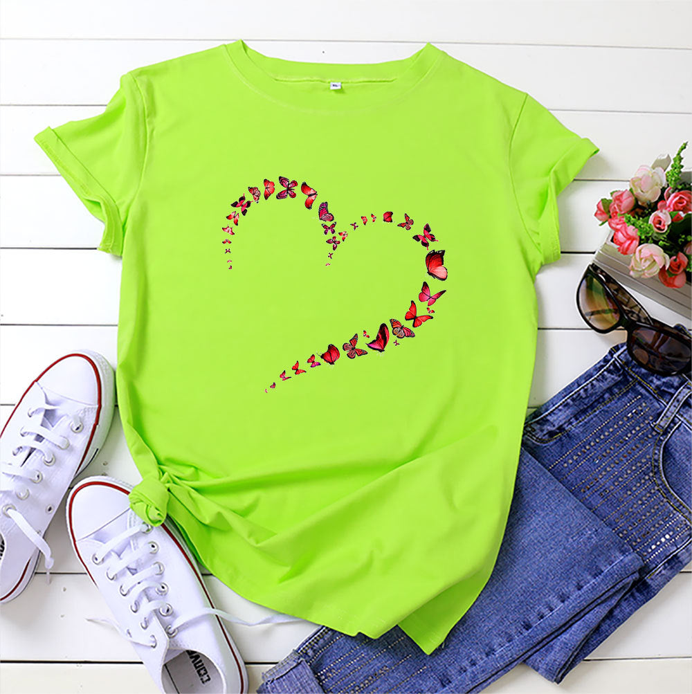Butterfly heart print Short Sleeve