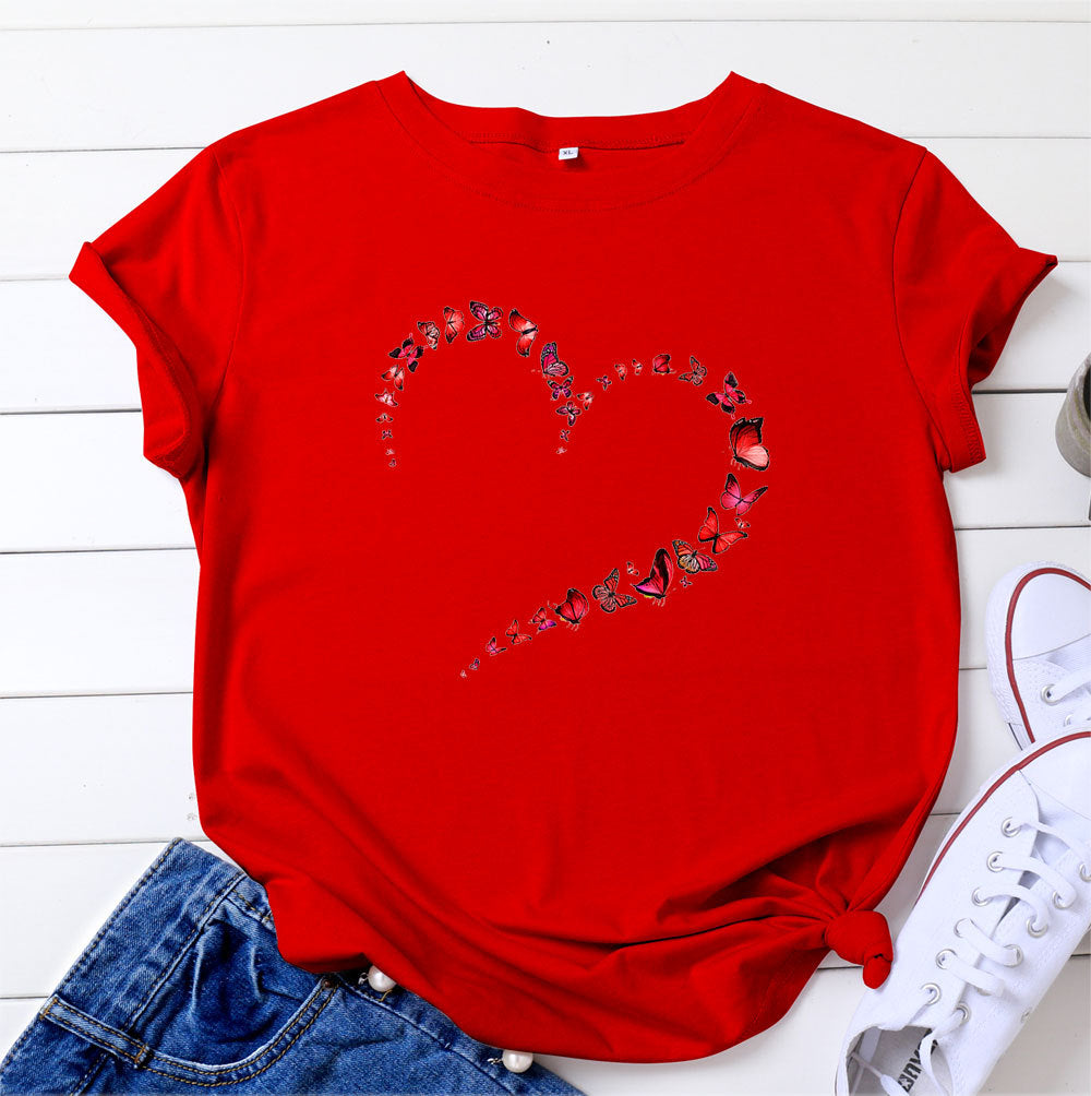 Butterfly heart print Short Sleeve