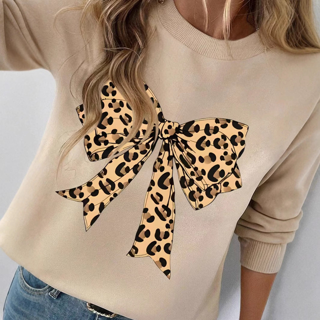 Leopard Print Stud  Bow Printed jumper dress
