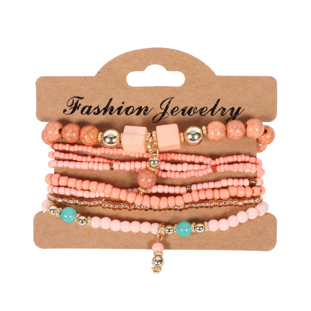 Bohemian Handmade Beads Bracelet Set For Women Summer Colorful Beaded Chain Bangle Men Boho Jewelry Accessories Stone Beads Chain Handmade Bangle Female Fashion Party Jewelry Gift