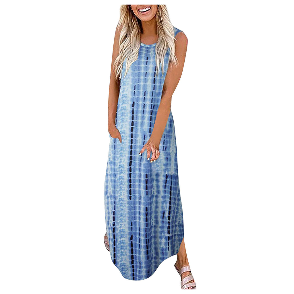 Boho Print Sleeveless Swing Dress
