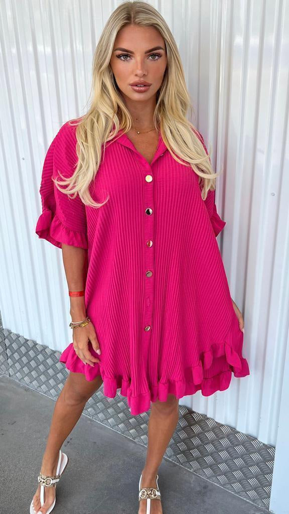 Shirt Dress Ruffle Sleeve
