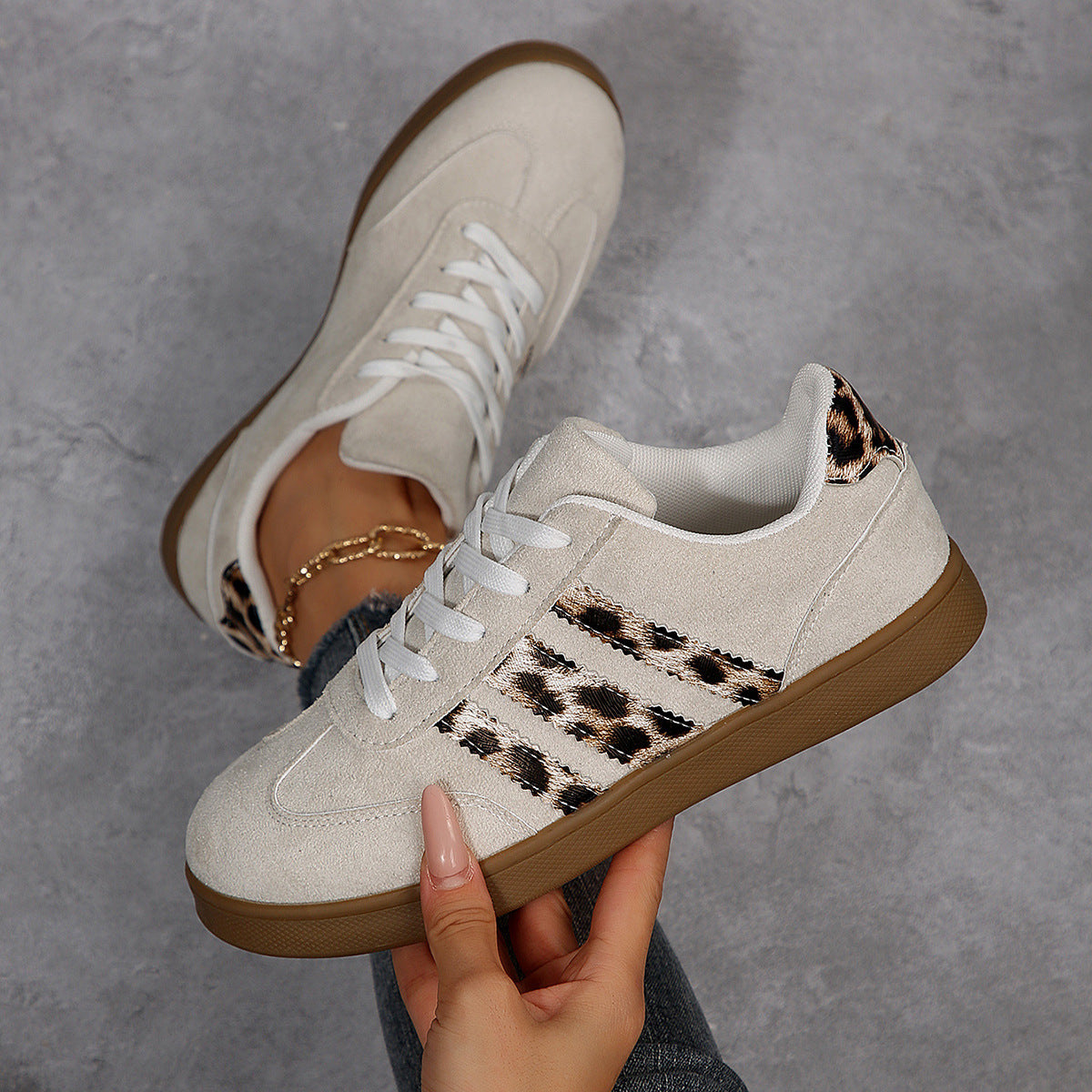 Vintage Leopard Print Versatile Women's Casual Shoes