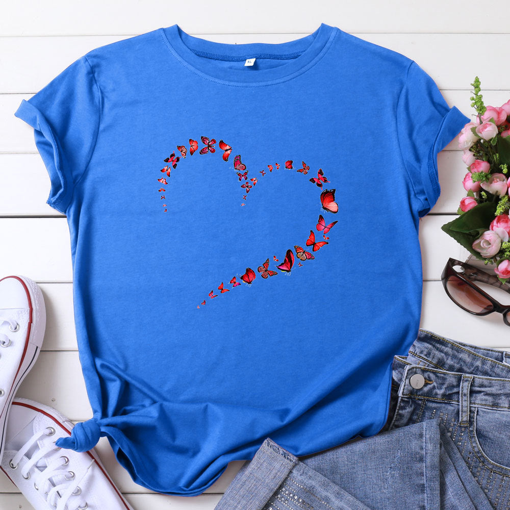 Butterfly heart print Short Sleeve
