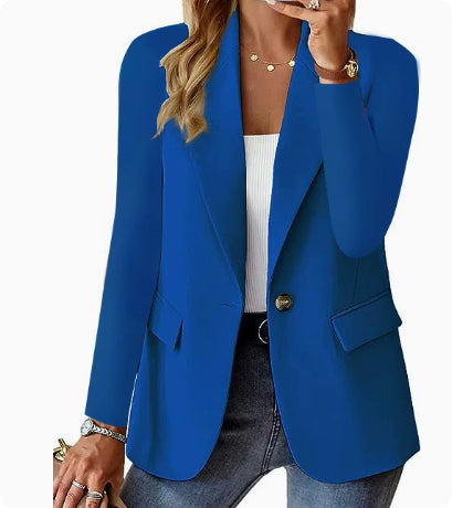 Women's Casual Solid Color Buttons Commuter Cuff Pleated Blazer