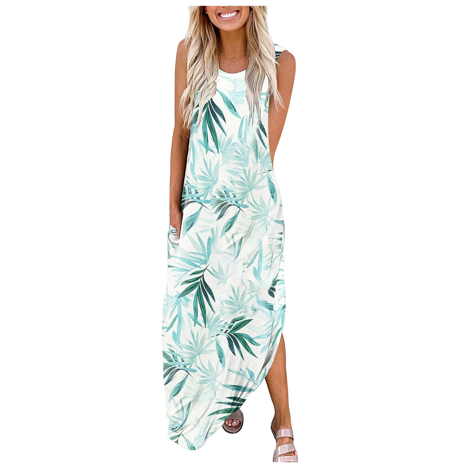Boho Print Sleeveless Swing Dress