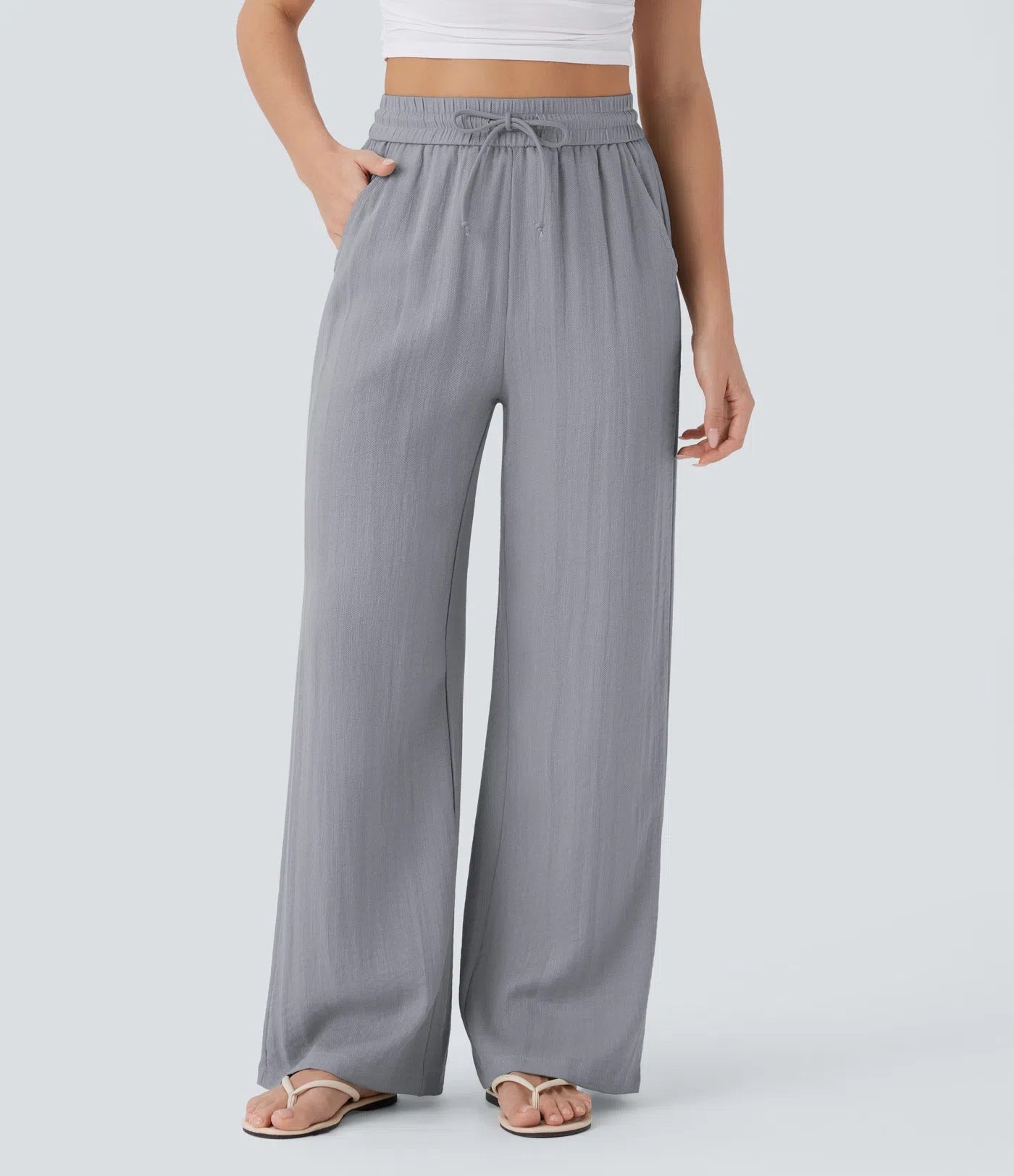 Wide Leg Loose Drawstring Trousers