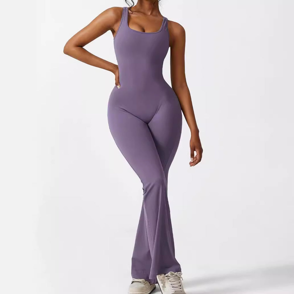 Flared Leg One-Piece Jumpsuit