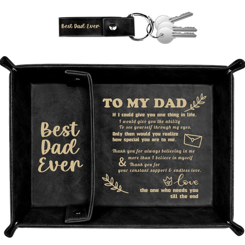 PU Leather Key Tray Fathers Day Gift Decorative Tray