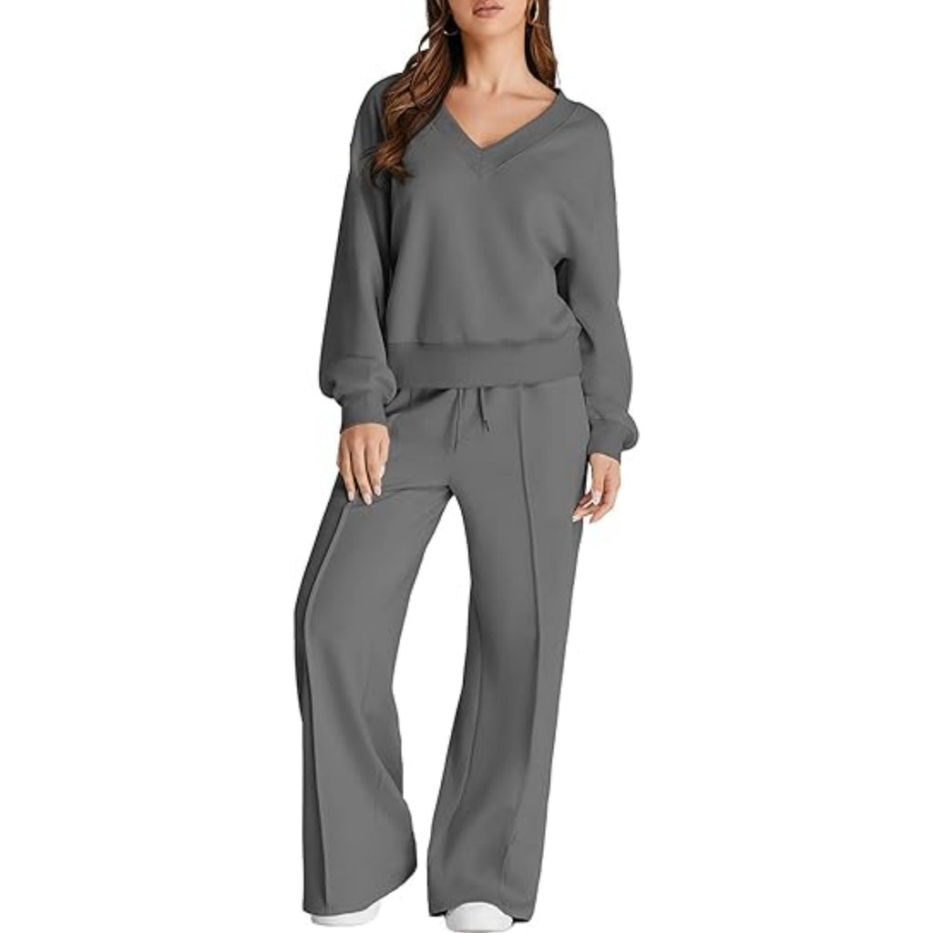 Simple Solid-color Versatile Casual Womens Set
