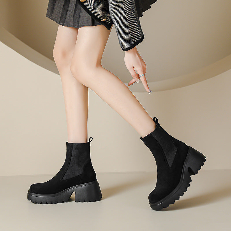 High Heel Suede Stretch Boots
