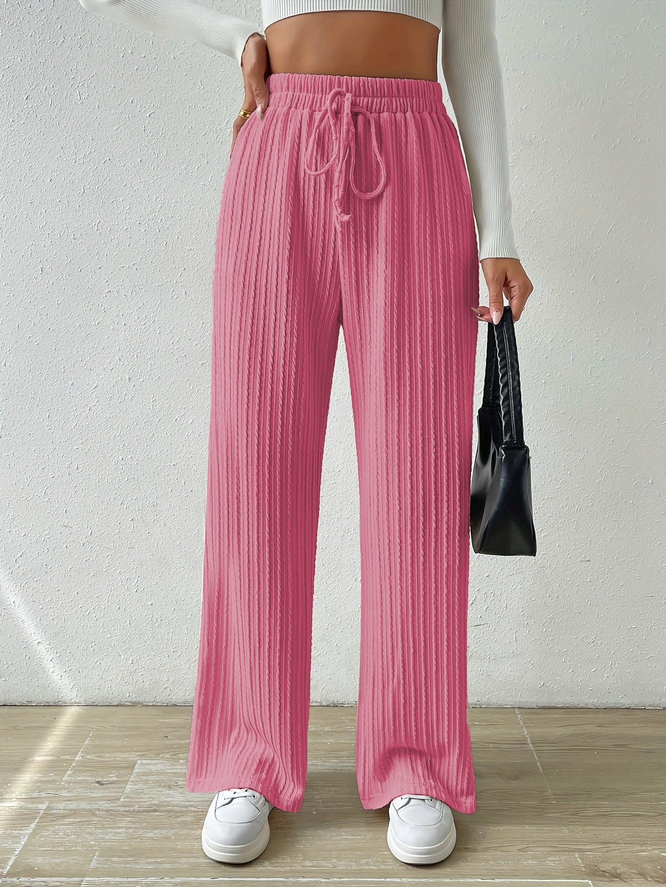 Knot Waist Wide Leg Trousers