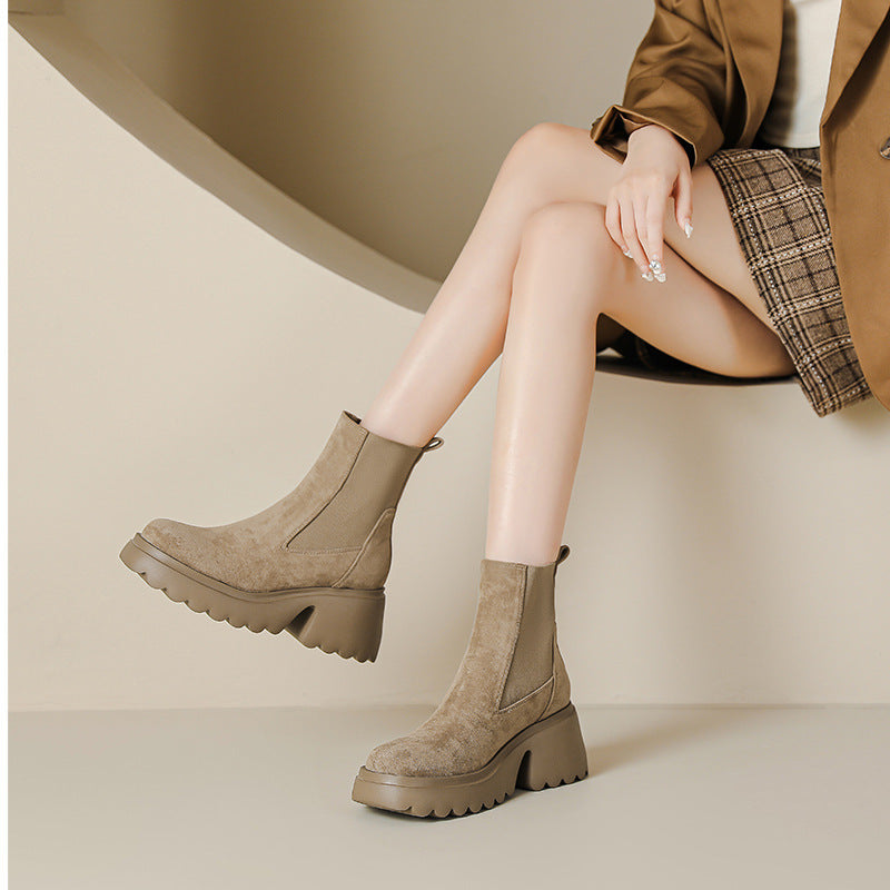 High Heel Suede Stretch Boots