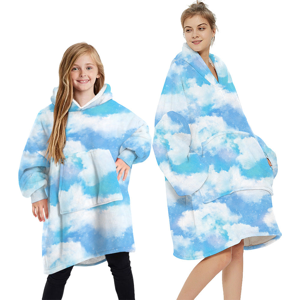 Cow pattern blanket parent child sweater