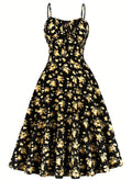 Womens Elegant Floral Print Slip-Neckline Casual Dress
