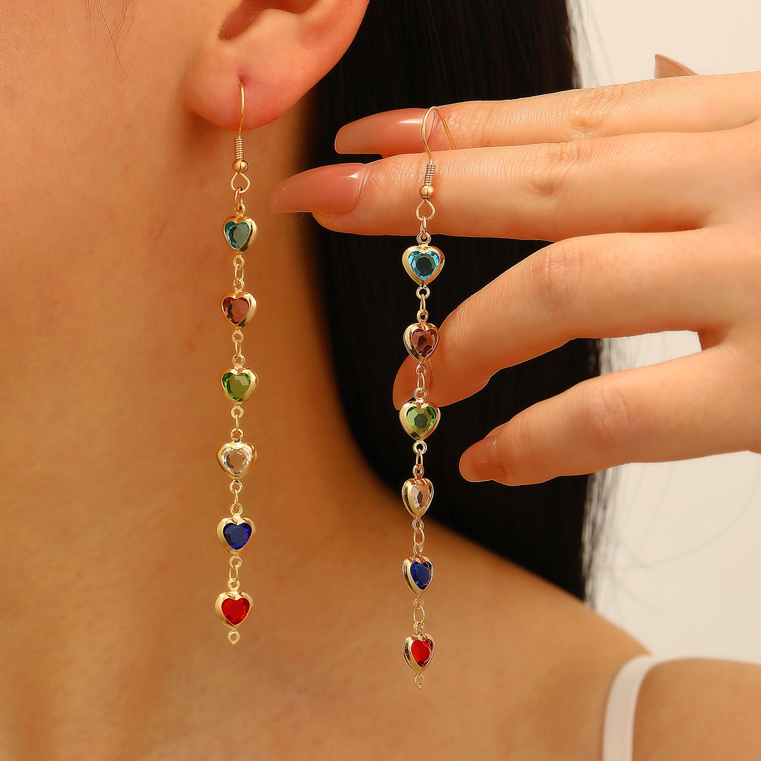 Women's Colorful Water Drop Tassel Earrings