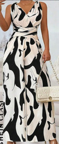 Chic Backless Print Wide-Leg Jumpsuit