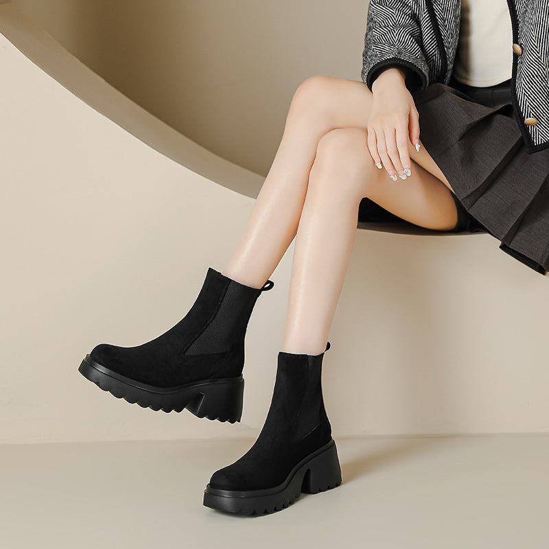 High Heel Suede Stretch Boots