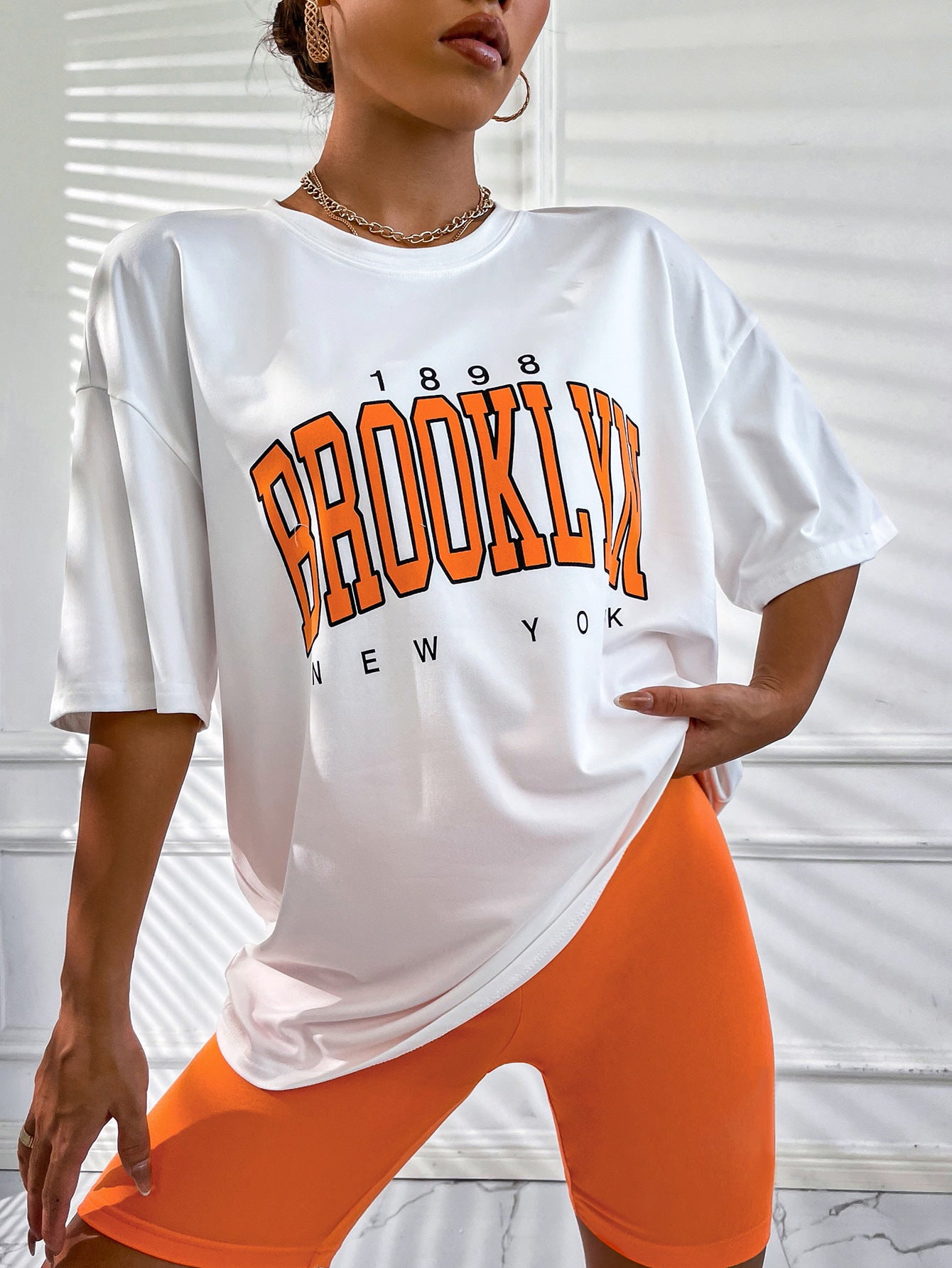 Summer Fashion Casual  Drop Shoulder Women's T-shirt