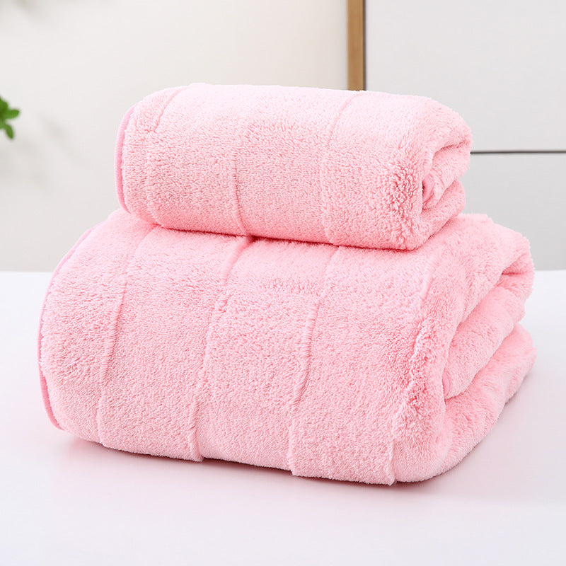 Wide Stripe Dark Stripe Coral Velvet Printing Towels Suit