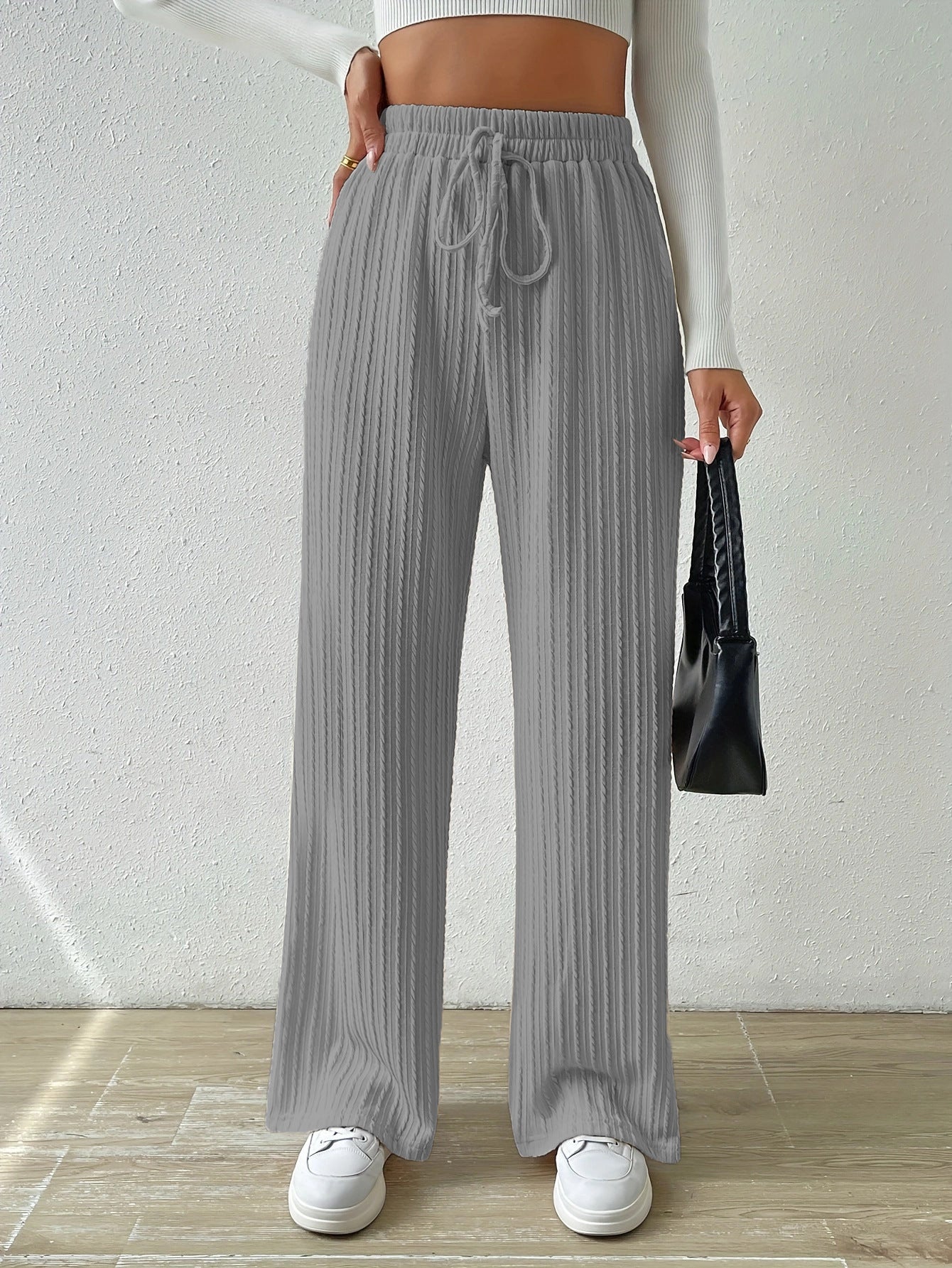 Knot Waist Wide Leg Trousers