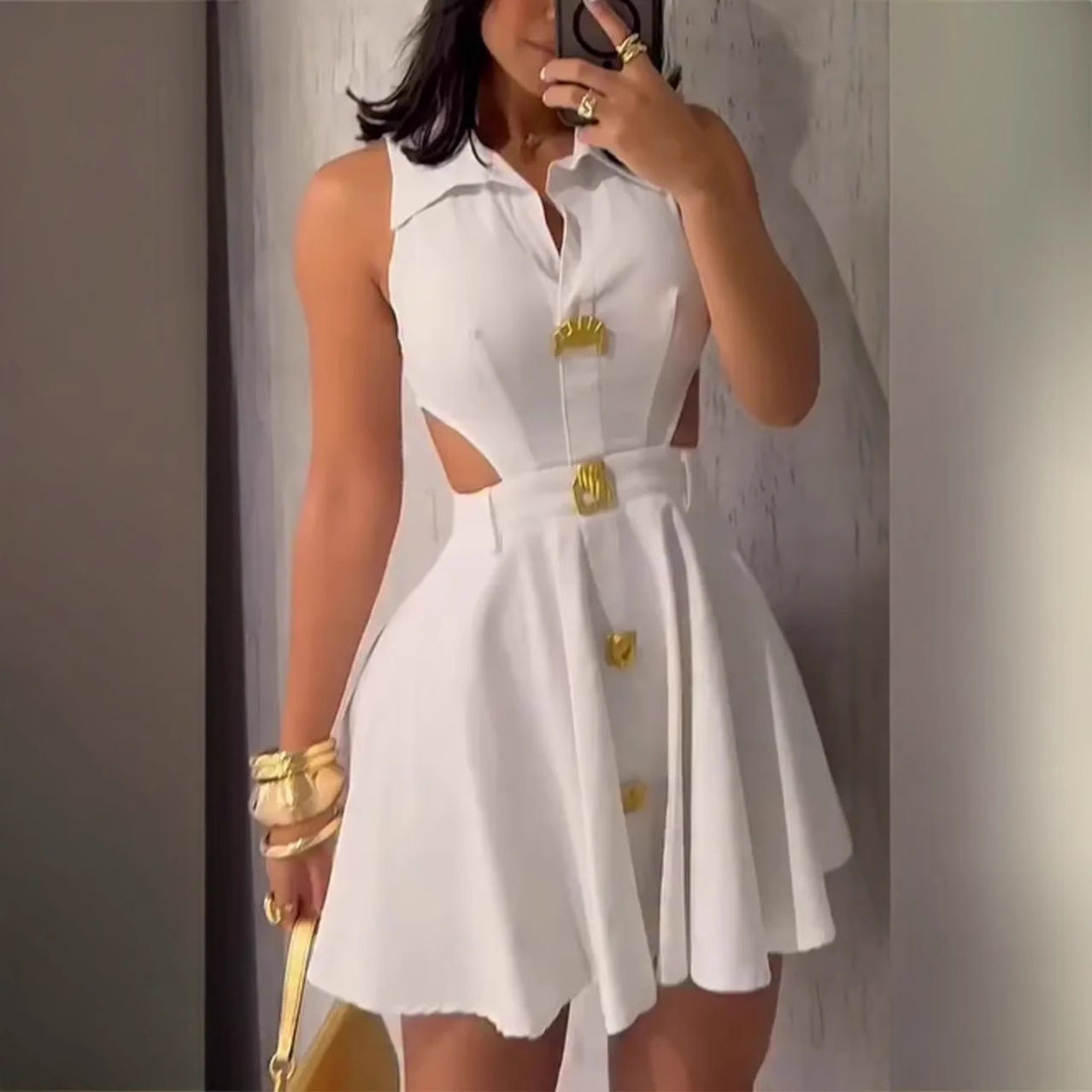 Elegant Sleeveless A-line Skirt Dress
